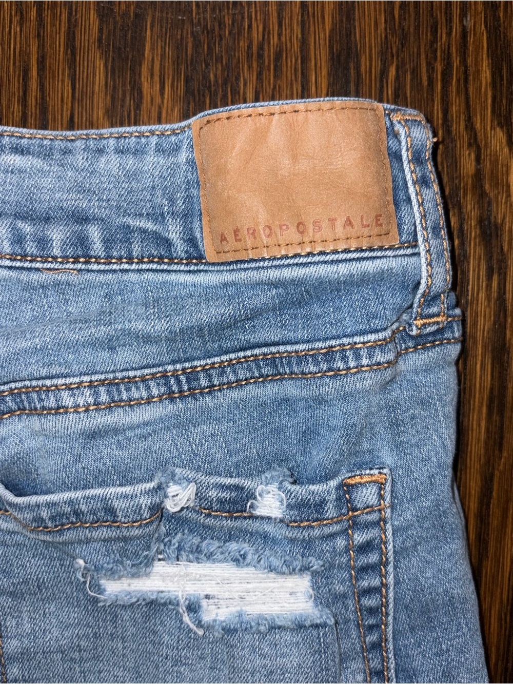Aéropostale Shorty Low Rise Cut Off Denim Shorts Blue Light Wash Size 6 2"